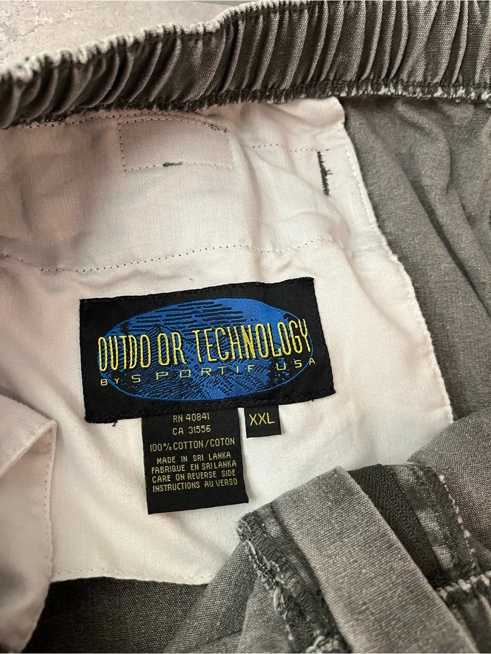 Outdoor Technology by Sportif Vintage Elastic Waist Cotton Trail Pants Gray XXL